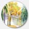 Designart - Beautiful Autumn Forest Watercolor' Landscape Metal Circle Wall Art